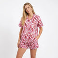 Lightweight Summer Pink Sleepwear Feather Print Cotton Soft Night wear Women Short Pajama Set Handicraft Trend
