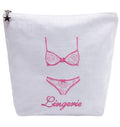 Lingerie Bag - White Linen / Cotton, Embroidered