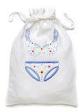Lingerie Bag, White Cotton/Linen - Drawstring Closure