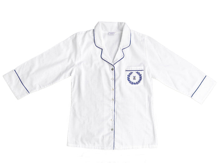 Lizzie White Cotton Pajamas, Embroidered
