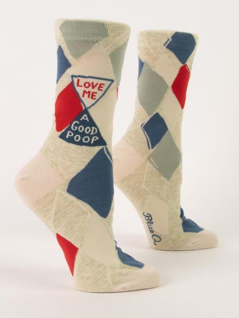 Love Me A Good Poop W-Crew Socks BLUEQ