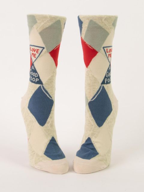 Love Me A Good Poop W-Crew Socks BLUEQ