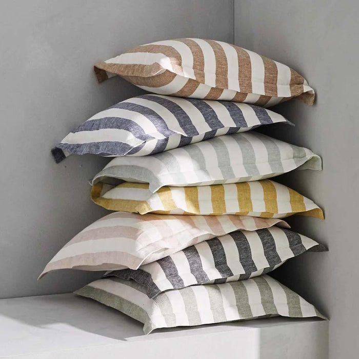 Weave Luca Stripe Linen Cushion - Clay (50cm) | Koop.co.nz