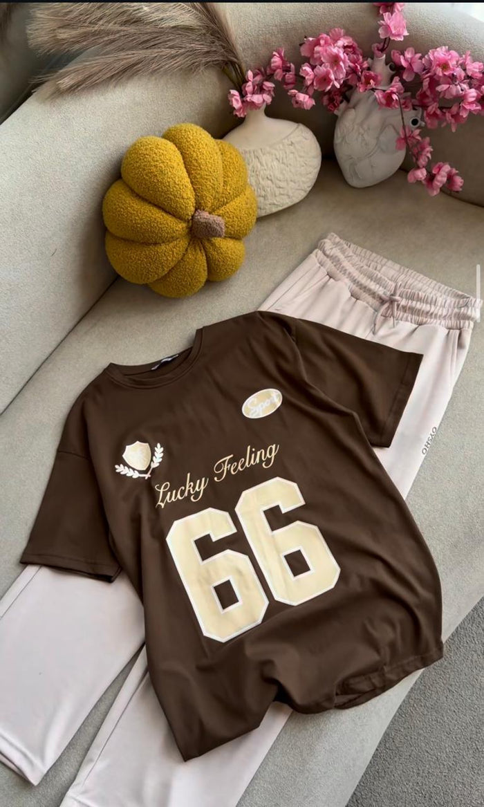 Lucky 66 Oversized Co-Ord Set Brown