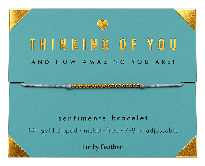 Lucky Feather Sentiment Bracelet - Thinking of You