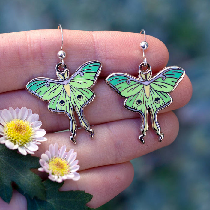 Luna Moth Dangle Earrings: Gold