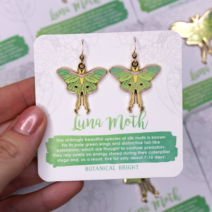 Luna Moth Dangle Earrings: Gold