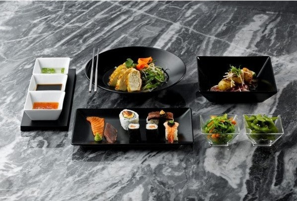 Luna Stoneware Black Rectangular Plate 30 x 15cm (Box Of 6)