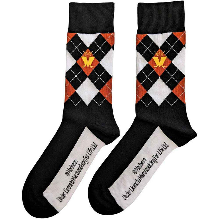 Madness Unisex Ankle Socks: Crown & M Brown Diamond Rock Off