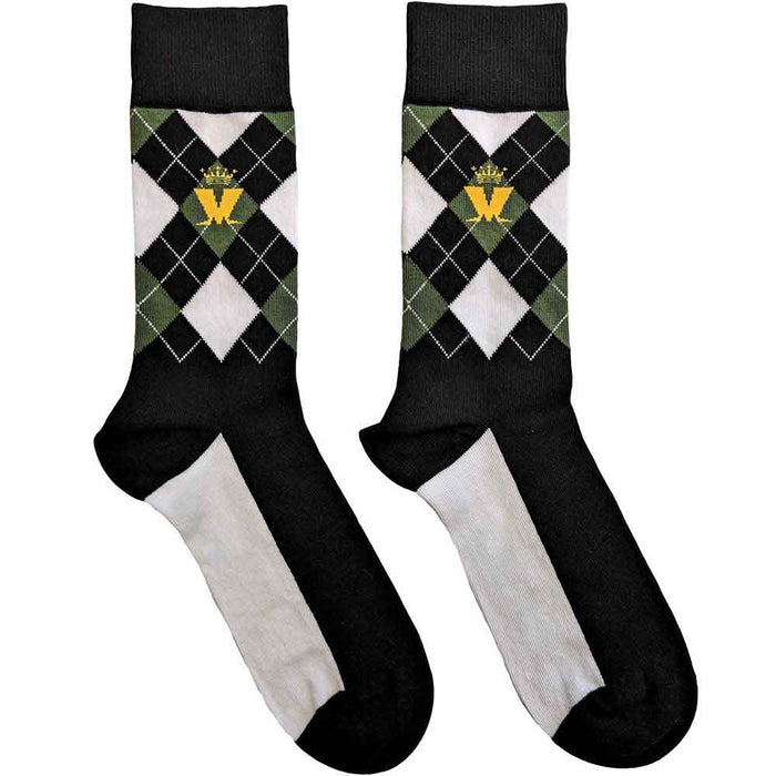 Madness Unisex Ankle Socks: Crown & M Green Diamond Rock Off