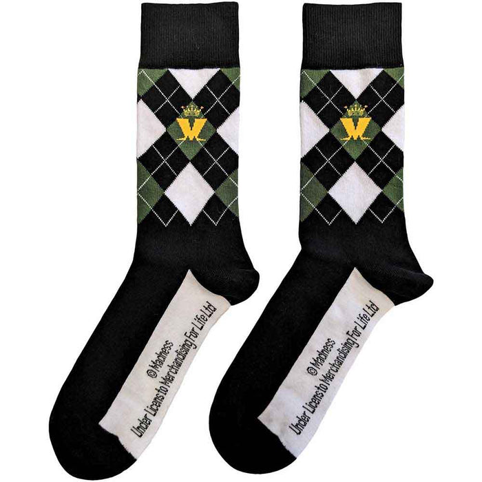 Madness Unisex Ankle Socks: Crown & M Green Diamond Rock Off