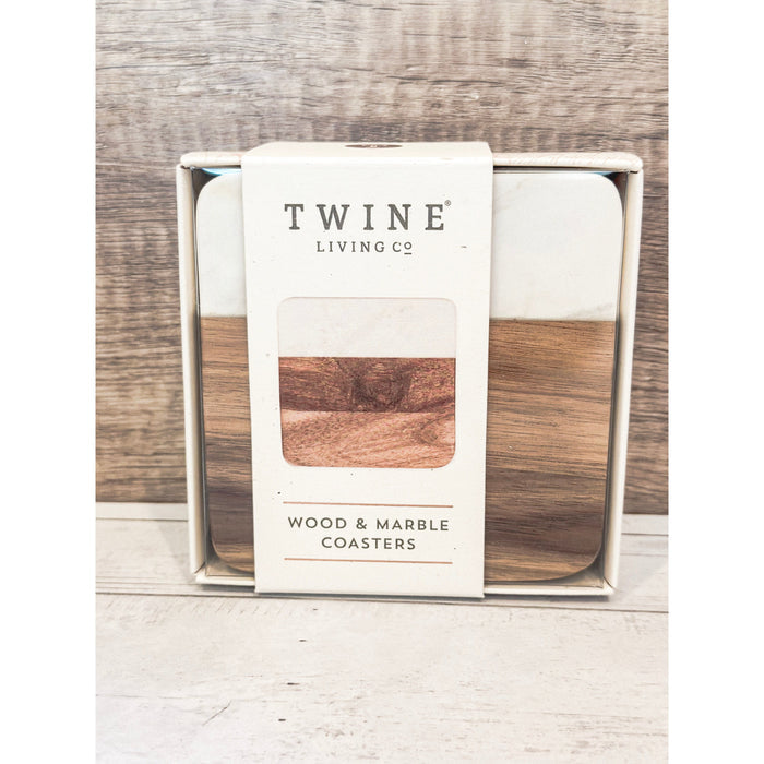 Marble & Acacia Coaster Set by Twine®