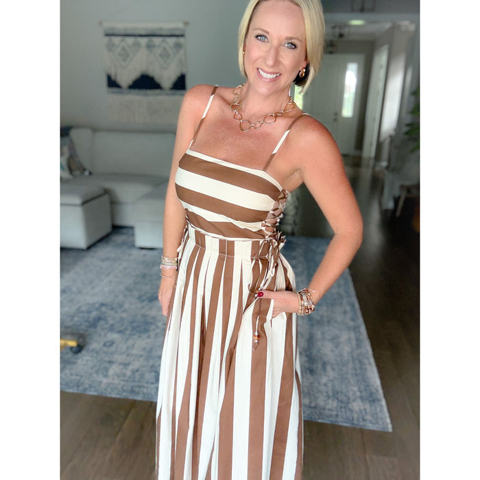 Maren Lace Up Midi Dress