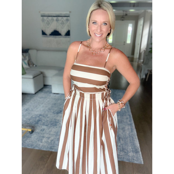 Maren Lace Up Midi Dress