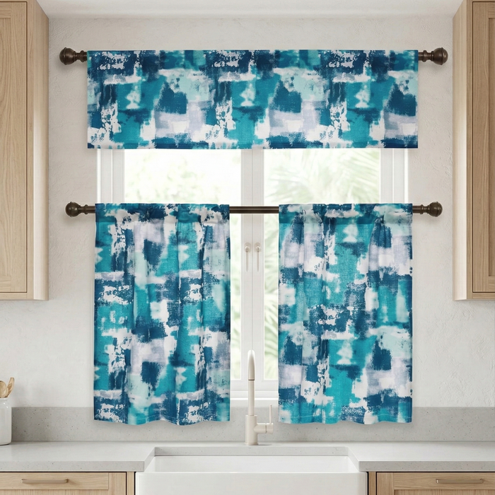 Marika Poly-Linen Kitchen Curtain Set (Buy 1 Get 1 Free)