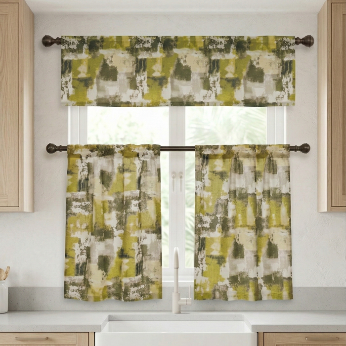 Marika Poly-Linen Kitchen Curtain Set (Buy 1 Get 1 Free)
