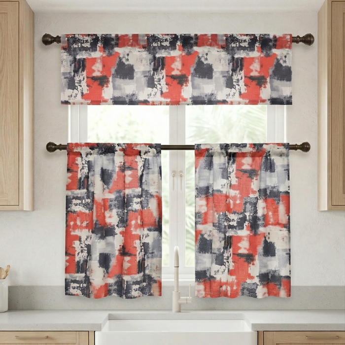 Marika Poly-Linen Kitchen Curtain Set (Buy 1 Get 1 Free)