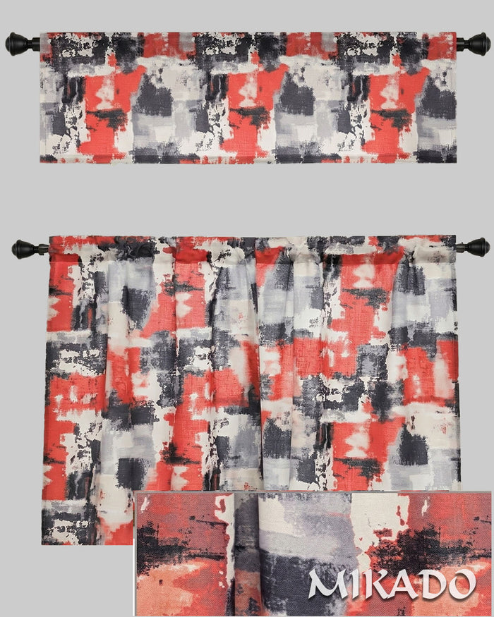 Marika Poly-Linen Kitchen Curtain Set (Buy 1 Get 1 Free)