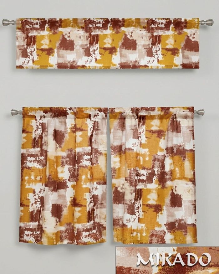 Marika Poly-Linen Kitchen Curtain Set (Buy 1 Get 1 Free)