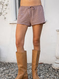Marlowe Classic Stripe Mid Waist Drawstring Stretch Shorts