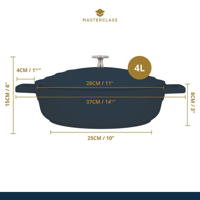 Masterclass Cast Aluminium Shallow Casserole Dish, 4L