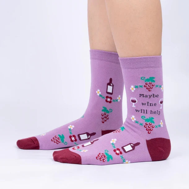 Maybe Wine Will Help Women's Crew Socks