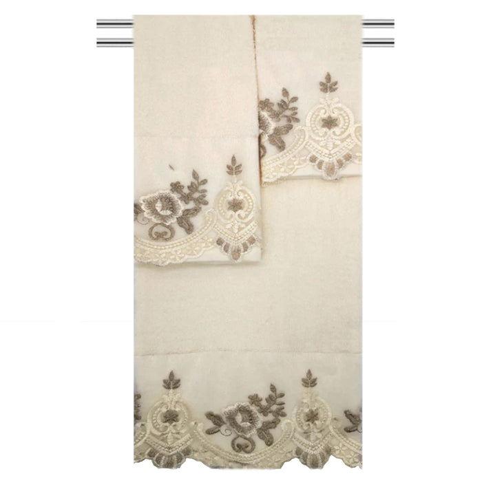 Mercury 3pc Floral Embroidered Bath Towel Set