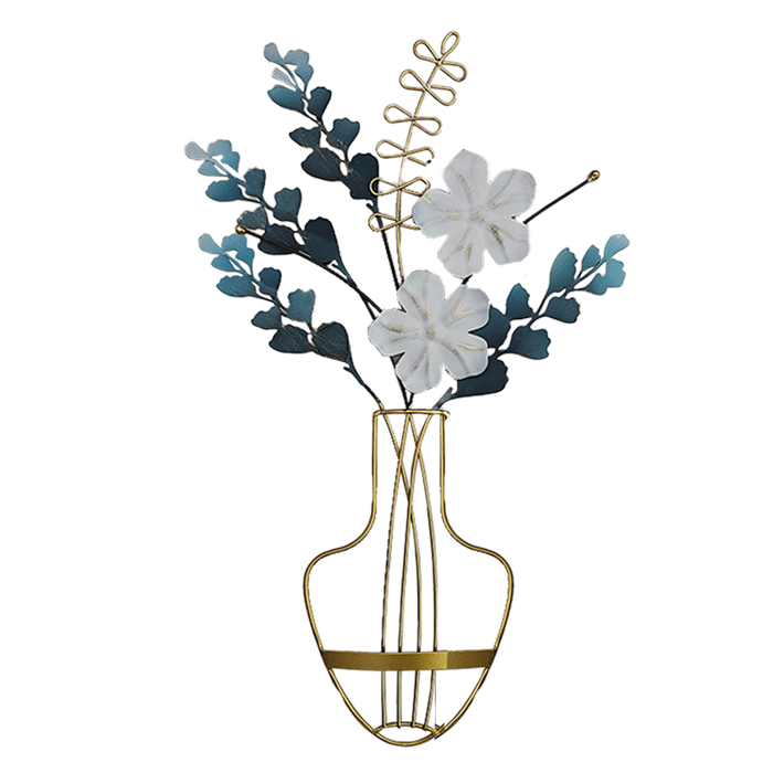 Metal 3D Wall Sculpture - Vase, Flowers, Fern