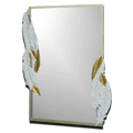 Metal Frame Rectangular Wall Mirror | White & Gold Feathers