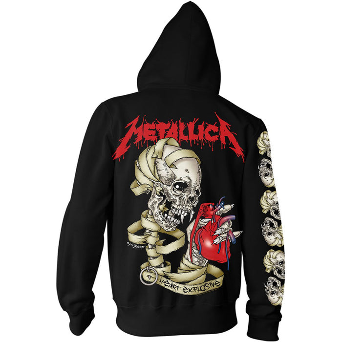 Metallica Unisex Zipped Hoodie - Heart Explosive Rock Off