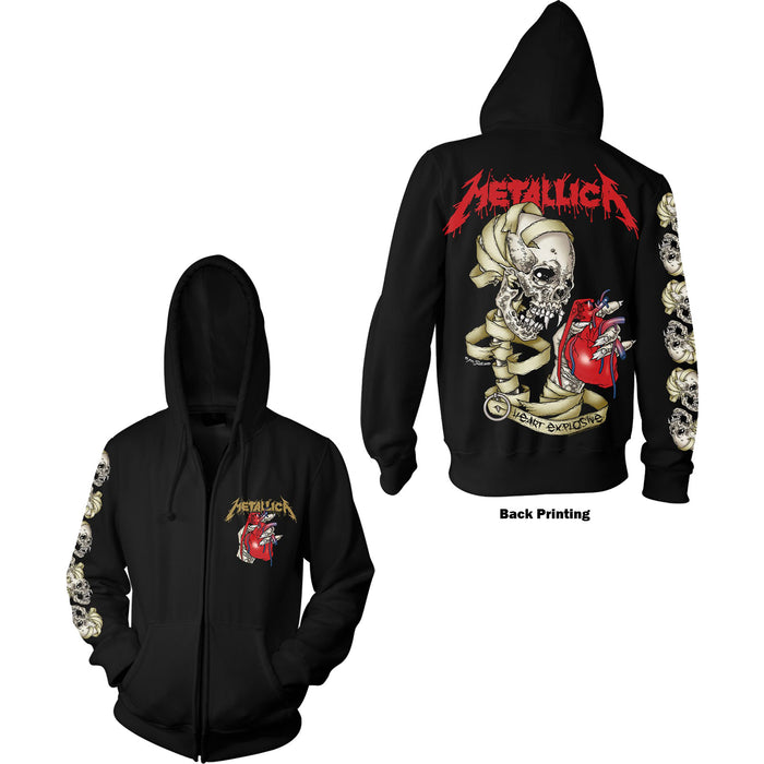Metallica Unisex Zipped Hoodie - Heart Explosive Rock Off