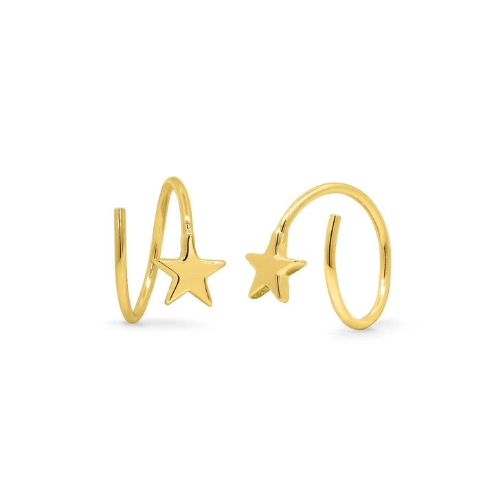 Meteorite Star Wrap 14K Gold Plated Earrings