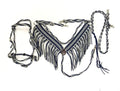 midnight blue breast collar tack set navy and grey with bitless bridle - Tiffanys Braided Tack LLC