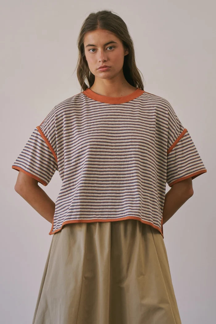 Milo Stripe Oversized Cozy Crewneck Top