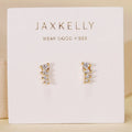 Mini Crawler - White Cz - Gold Earrings