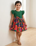 Multicolor Belted Frock Dress