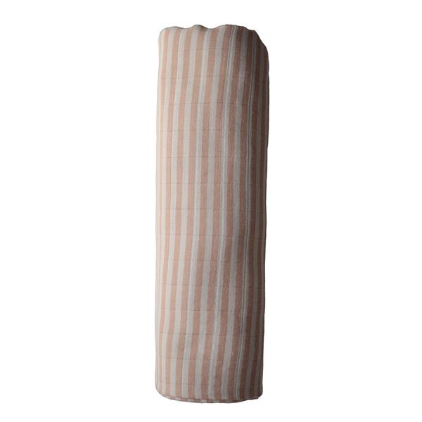 Mushie - Organic Cotton Muslin Swaddle in Natural Stripe