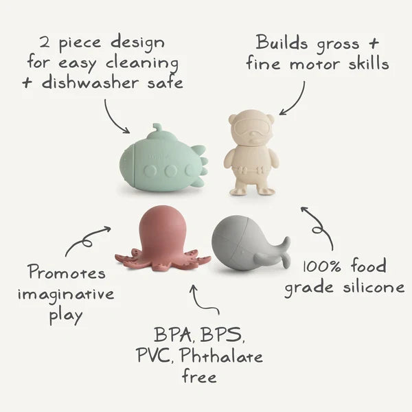 Mushie – Sealife Mold Free Bath Play Set - 4 Pack