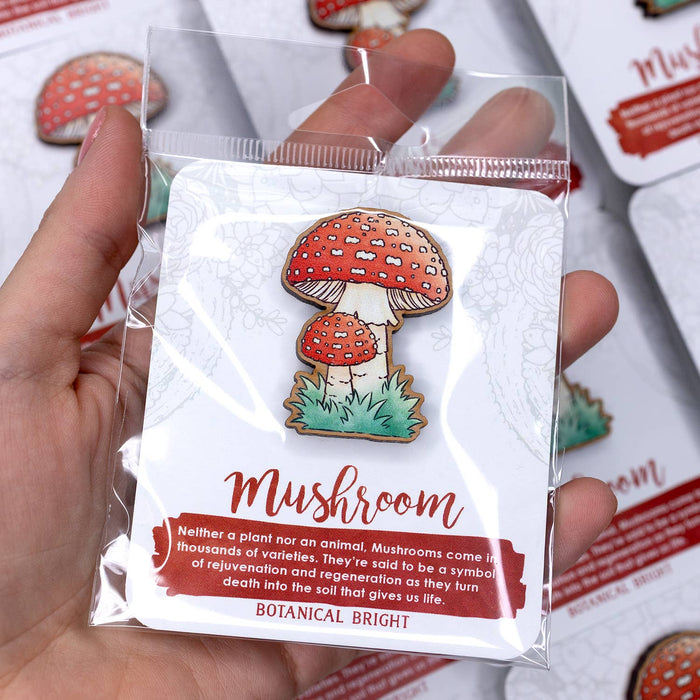 Mushroom Wood Pin