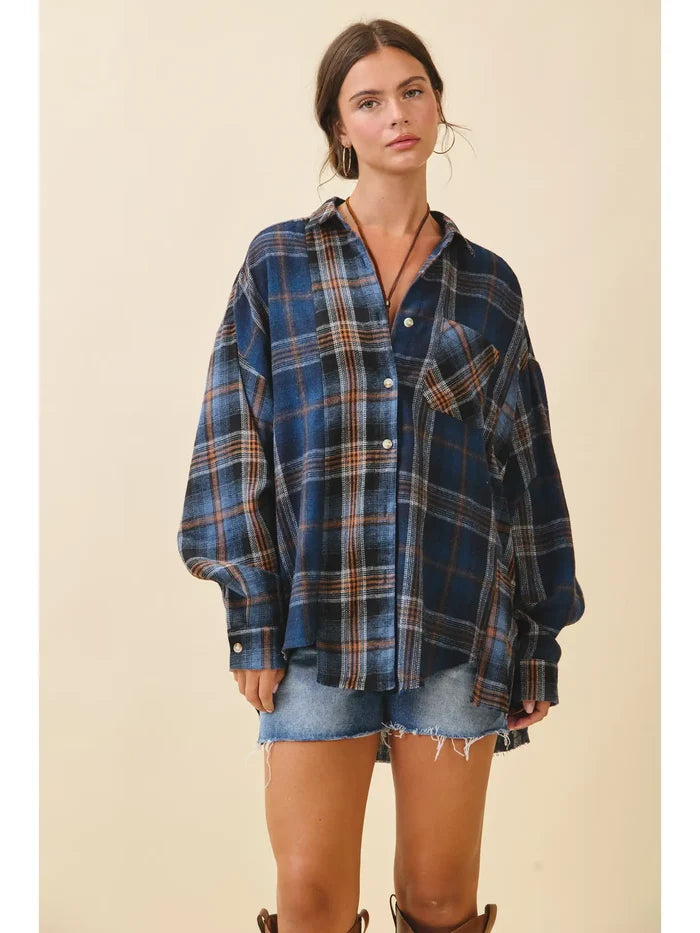 Navy Kambrie Plaid Flannel Shirt