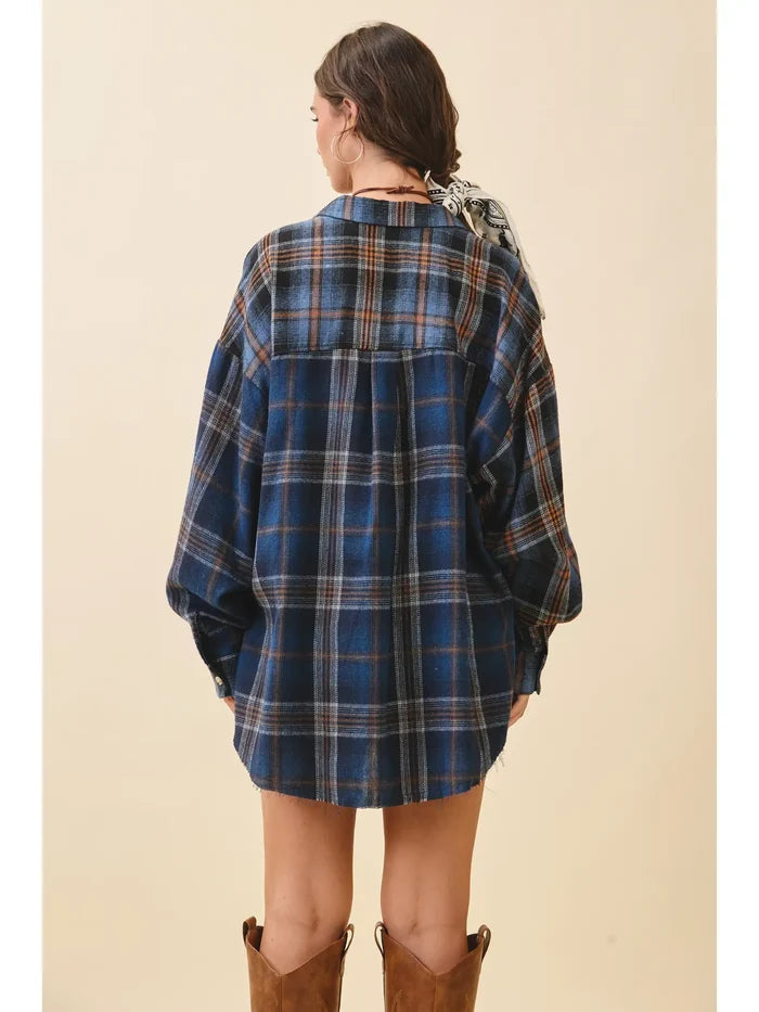 Navy Kambrie Plaid Flannel Shirt
