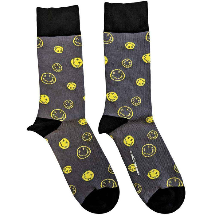 Nirvana Unisex Ankle Socks: Mixed Happy Faces Rock Off