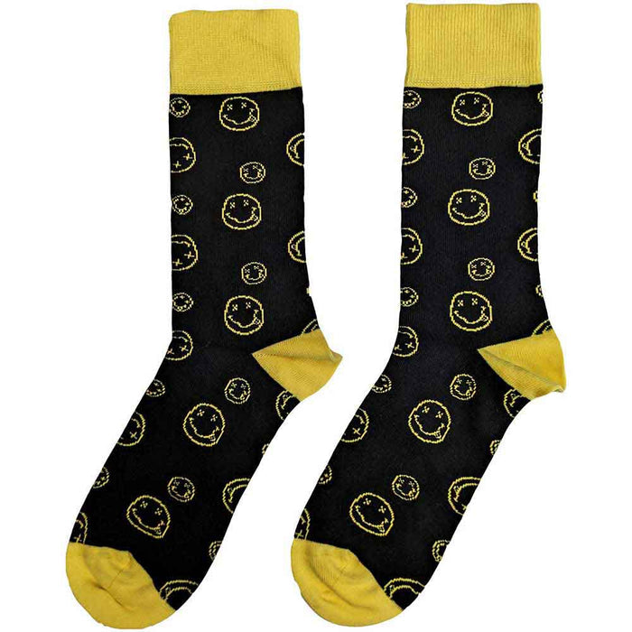 Nirvana Unisex Ankle Socks: Outline Happy Faces Rock Off
