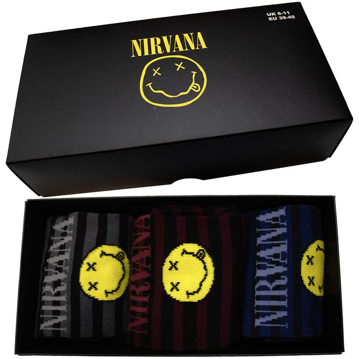 Nirvana Unisex Ankle Socks Set: Smile Stripes Rock Off