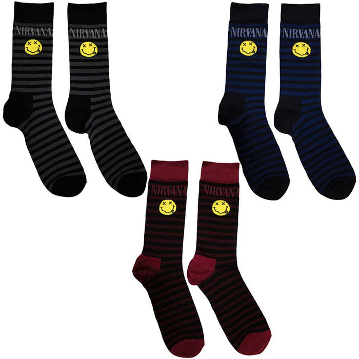 Nirvana Unisex Ankle Socks Set: Smile Stripes Rock Off