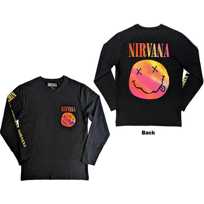 Nirvana Unisex Long Sleeve T-shirt - GRADIENT HAPPY FACE Rock Off