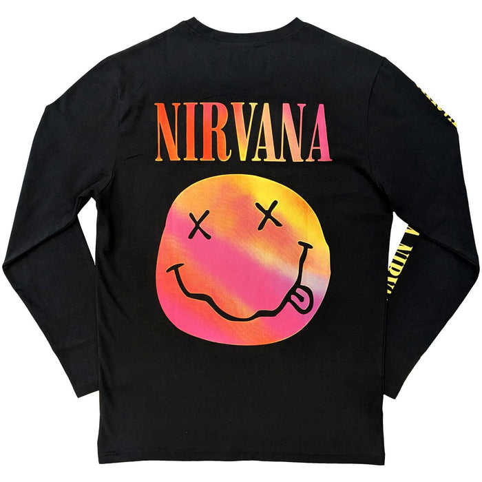 Nirvana Unisex Long Sleeve T-shirt - GRADIENT HAPPY FACE Rock Off