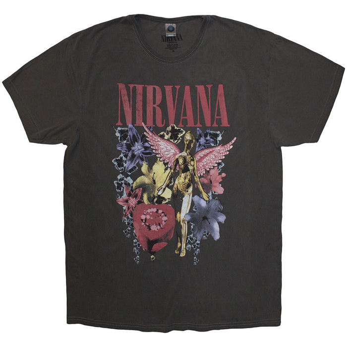 Nirvana Unisex Stone Wash T-Shirt: In Utero Vintage Collage