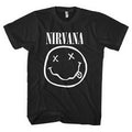 Nirvana Unisex T-Shirt - Smiley, Black Rock Off