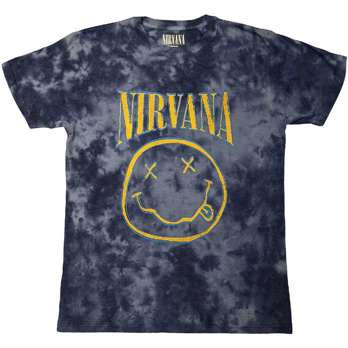 Nirvana Unisex T-Shirt - Smiley Blue Stroke Rock Off